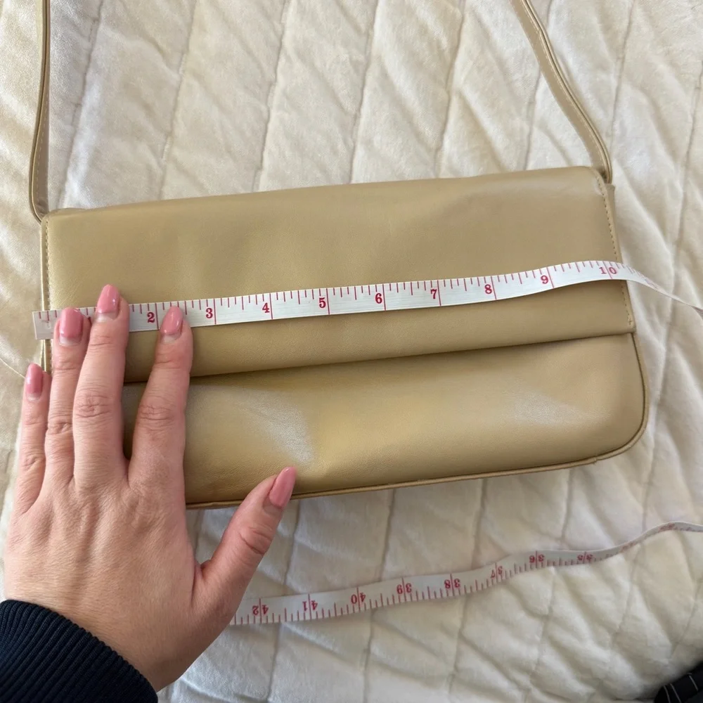 Vintage Preston & York cream ivory genuine leather purse shoulder bag minimalist - Picture 7 of 9